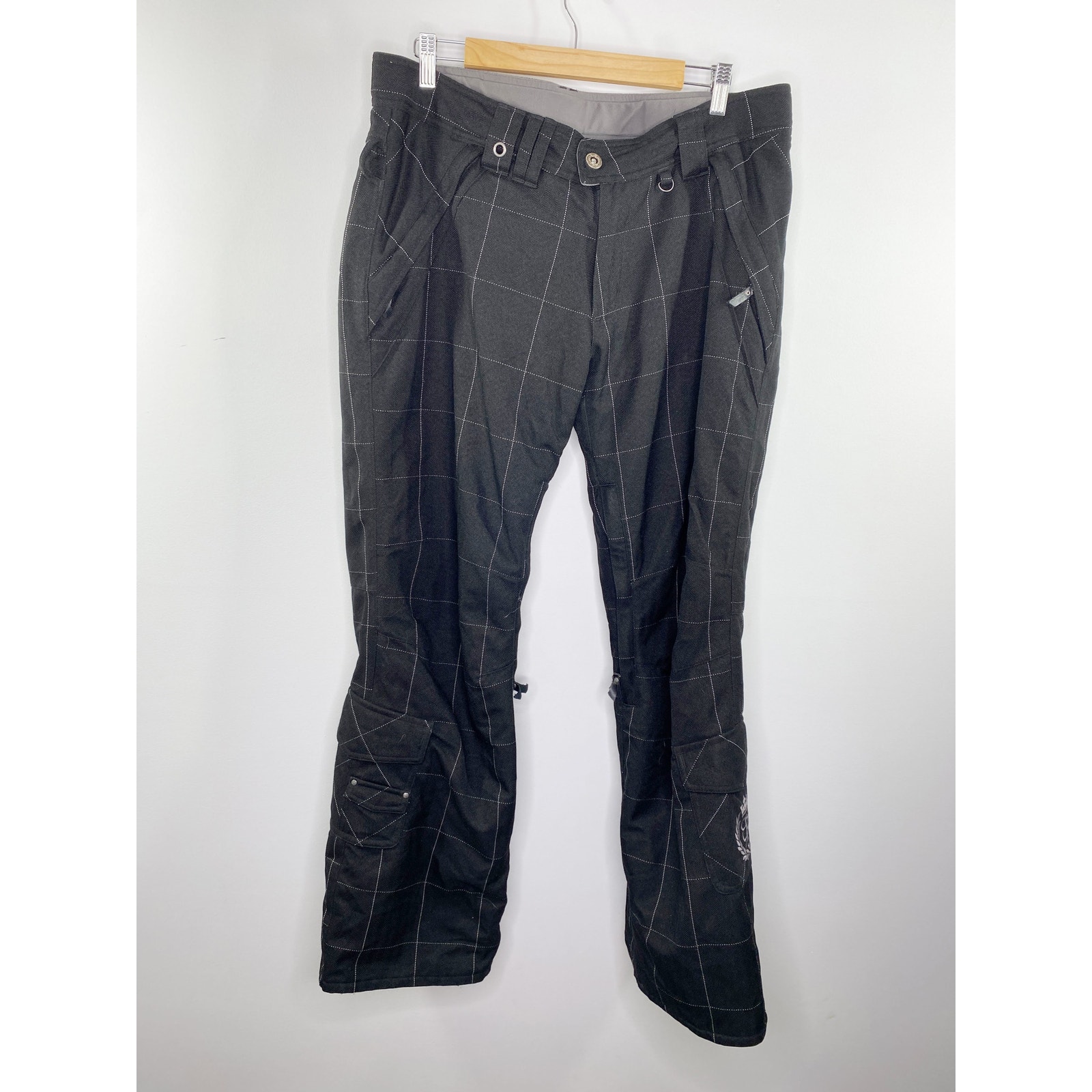 Betty Rides Black Checkered Athletic Snow Winter Pants Women's Size Large L